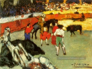 Cours de taureaux2 1900 cubiste Peinture à l'huile